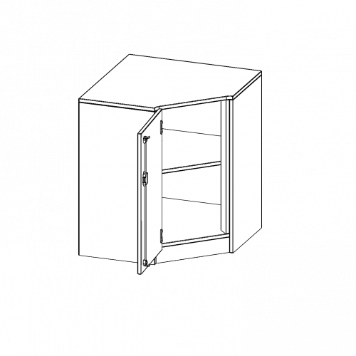 Innenecke als Schrank, 2 Ordnerhöhen - Serie evo180 B/H/T: 80x82x80 cm, Für 50 cm tiefe Schrankwände, Tür öffnet links, mit Sockel (81 mm)