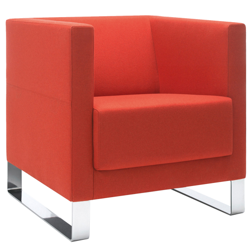 SIT!Box - 1er Sessel mit Armlehne, 4-Fuß Gestell in chrom, Breite 70 cm Höhe 71 cm Tiefe 68 cm