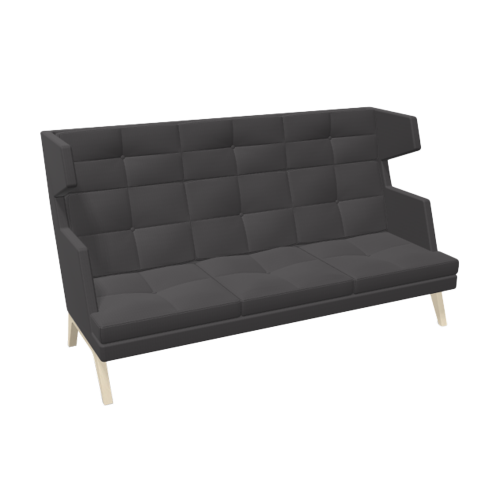 hohes 3er Sofa Ona mit Holzgestell & Seitenschalen B/H/T: 207x117x95 cm, Stoffgruppe C2 (Standard)