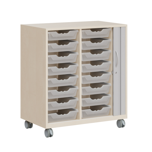 Ergo Tray Sideboard Serie CSRF 2 mit Rollotür B/H/T: 83,7x100x50 cm, auf Rollen, 16 flache Ergotray-Boxen