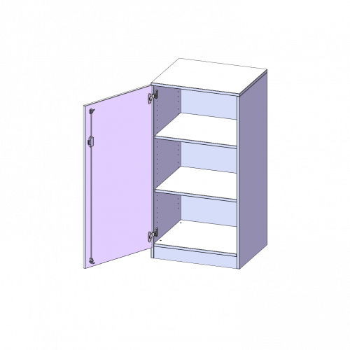 Schrank, 3 Ordnerhöhen - Serie evo180 B/H/T: 60x118x40 cm, 1 Tür, abschließbar, Tür öffnet nach links, mit Sockel (81 mm)