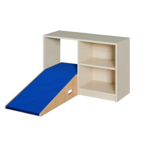 Durchkrabbelregal 3 B/H/T: 102x80x40/196 cm, mit 2 Rampen und Regal rechts, 1 Einlegeboden