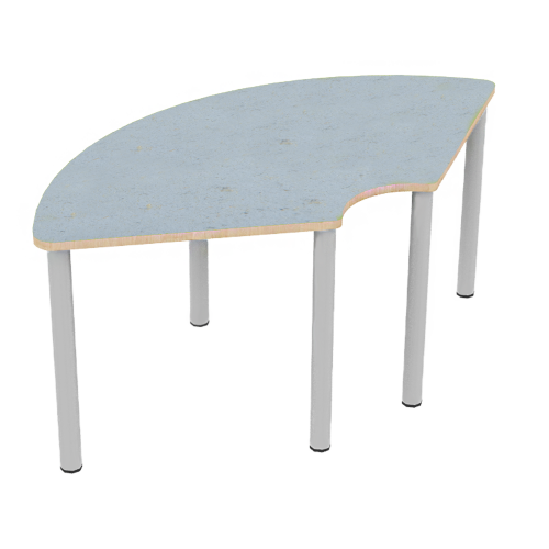 Speiseraumtisch als Drittelkreistisch B/H/T: 173x41x90 cm, mit Linoleum, Stahlgestell Rundrohr 40 mm, Tischplatte mit ABS-Sicherheitskanten