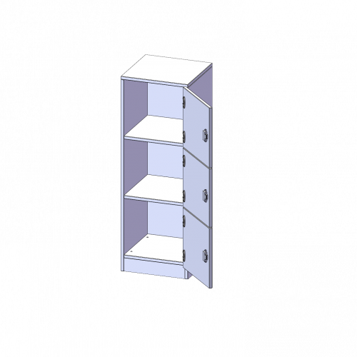 Schließfachschrank, 3 Ordnerhöhen - Serie evo180 B/H/T: 40,5x118x40 cm, 3 Schließfächer, Türen öffnen nach rechts, mit Sockel (81 mm)