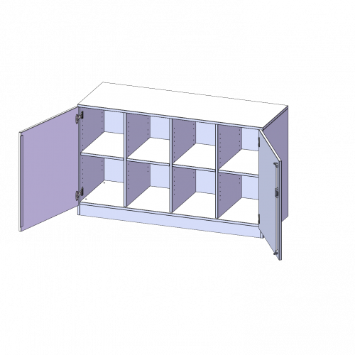Schrank, vierreihig, 2 Ordnerhöhen - evo180 Serie B/H/T: 138,7x82x50 cm, zweitürig, mit Sockel (81 mm), ohne Boxen