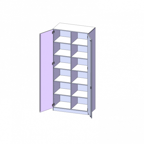 Schrank, 6 Ordnerhöhen - Serie evo180 B/H/T: 100x226x60 cm, 2 Türen, abschließbar, mit Mittelwand, mit Sockel (81 mm)