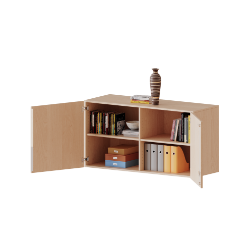 Aufsatzschrank für ErgoTray Serie, 2 Ordnerhöhe - Serie evo180 B/H/T: 138,7x72x50 cm, zwei Türen, mit Mittelwand