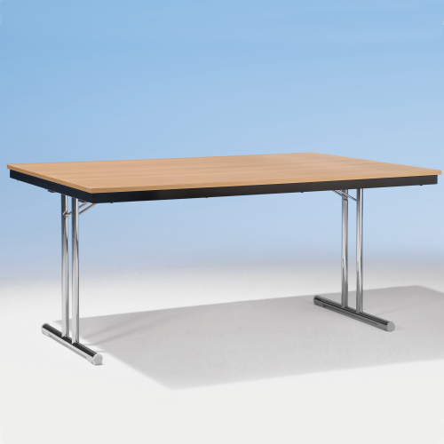 Klapptisch mit Chromgestell und melaminharzbeschichteter Tischplatte B/H/T: 160x72x70 cm, Zargenart Stahl