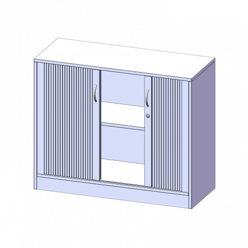 Schrank mit Rollo, 2 Ordnerhöhen - Serie evo180 B/H/T: 100x82x50 cm, Querrolladen, abschließbar, mit Sockel (81 mm)