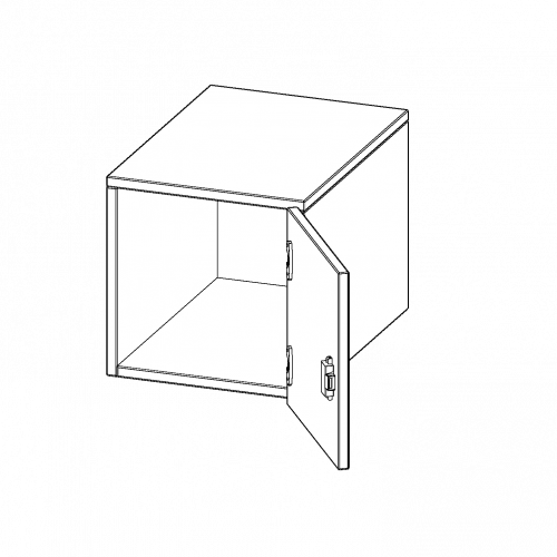 Aufsatzschrank für ErgoTray Serie, 1 Ordnerhöhe - Serie evo180 B/H/T: 36,1x36x60 cm, 1 Tür, Tür öffnet rechts