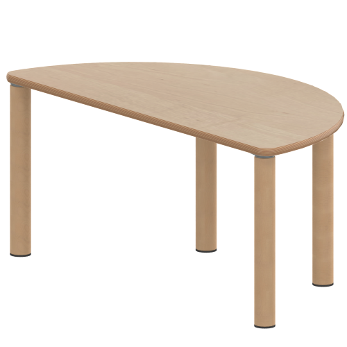 Tisch ZALOTTI mit Schichtstoff-Belag Halbrundtisch, B/H/T: 120x41x60 cm, Massivholzbeine Ø 60 mm, Fußvariante: Stellfuß