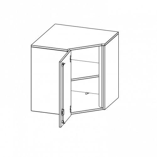 Innenecke Aufsatzschrank, 2 Ordnerhöhe - Serie evo180 B/H/T: 70x72x70 cm, Für 40 cm tiefe Schrankwände, Tür öffnet nach links