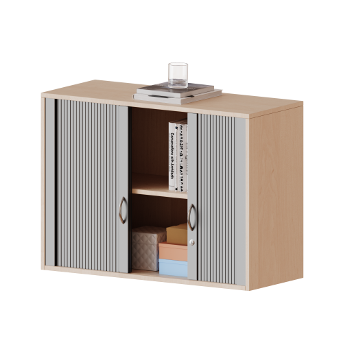 Aufsatzschrank mit Rollo, 2 Ordnerhöhen - Serie evo180 B/H/T: 120x72x60 cm, Querrolladen, abschließbar