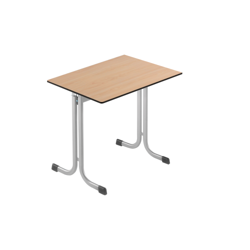 Einer-Schülertisch 70x55 cm MT50E-PU, Melaminharz- beschichtete Tischplatte mit PU-Kante B/H/T: 70x59x55 cm, mit Drahtkorb und Kunststoffablage, Tischhöhe: 59 cm
