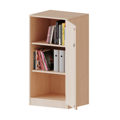 Schrank, 3 Ordnerhöhen - Serie evo180 B/H/T: 60x118x50 cm, 1 Tür, abschließbar, Tür öffnet nach rechts, mit Sockel (81 mm)
