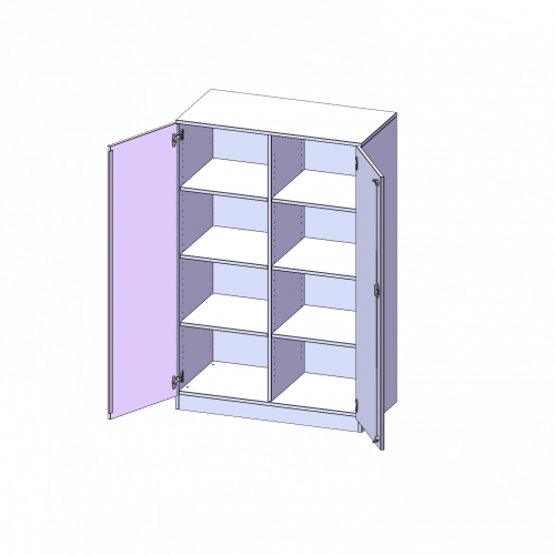 Schrank, 4 Ordnerhöhen - Serie evo180 B/H/T: 100x154x40 cm, 2 Türen, abschließbar, mit Mittelwand, mit Sockel (81 mm)