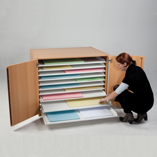 Bildertruhe fahrbar mit 10 Zügen B/H/T: 111x90x81 cm, passend für Papierformate bis 100x70 cm