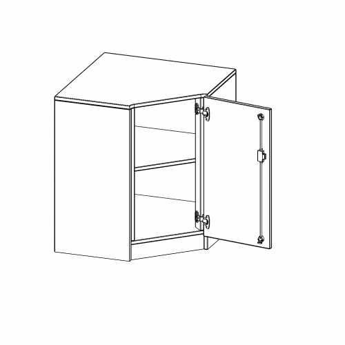 Innenecke als Schrank, 2 Ordnerhöhen - Serie evo180 B/H/T: 80x82x80 cm, Für 50 cm tiefe Schrankwände, Tür öffnet rechts, mit Sockel (81 mm)