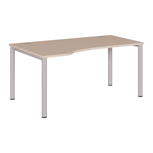 Freiform Schreibtisch FF4 mit Rundrohrgestell B/H/T: 160x72-86 cm,x80/100 cm, höhenverstellbar, Ecke links, Dekore und RAL-Farben sind wählbar