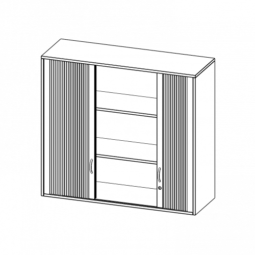 Aufsatzschrank mit Rollo, 3 Ordnerhöhen - Serie evo180 B/H/T: 120x108x40 cm, Querrolladen, abschließbar