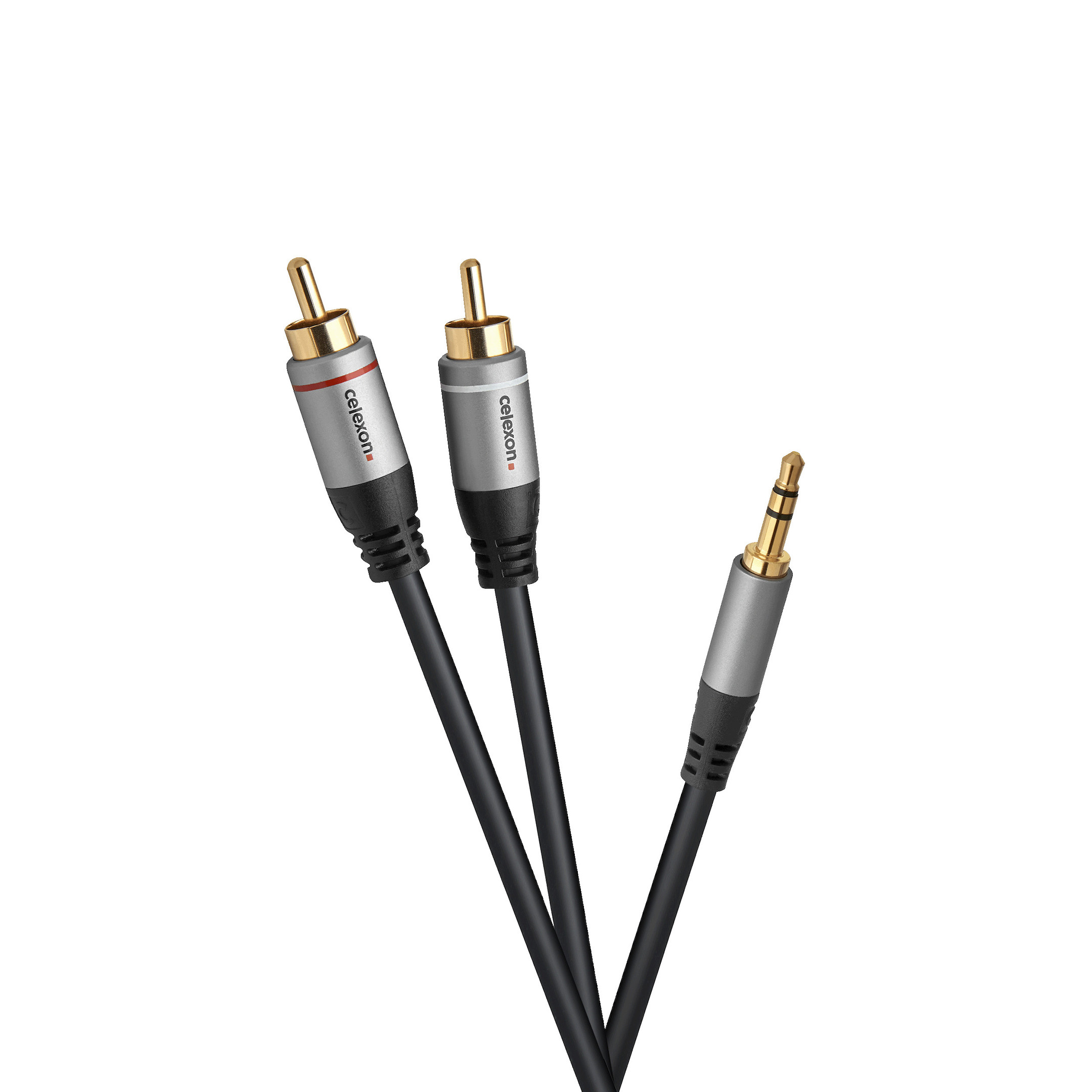 celexon 2x Cinch auf 3,5mm Stereo Klinke Audiokabel 1,0m - Professional Line