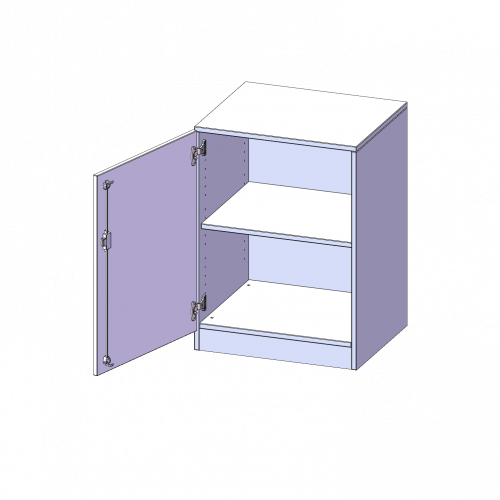 Schrank, 2 Ordnerhöhen - Serie evo180 B/H/T: 60x82x60 cm, 1 Tür, abschließbar, Tür öffnet nach links, mit Sockel (81 mm)