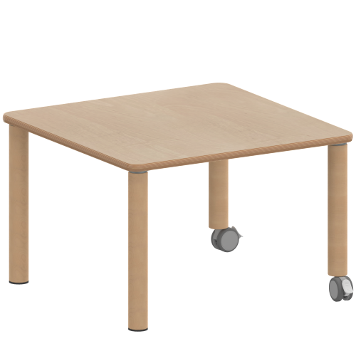 Tisch ZALOTTI mit Schichtstoff-Belag Quadrattisch, B/H/T: 60x41x60 cm, Massivholzbeine Ø 60 mm, Fußvariante: fahrbar