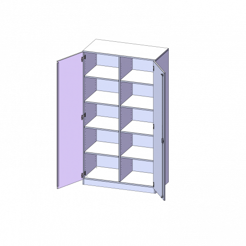 ErgoTray Schrank, zweireihig, 5 Ordnerhöhen - evo180 Serie B/H/T: 104,5x190x50 cm, zweitürig, mit Sockel (81 mm), mit Mittelwand, ohne Boxen