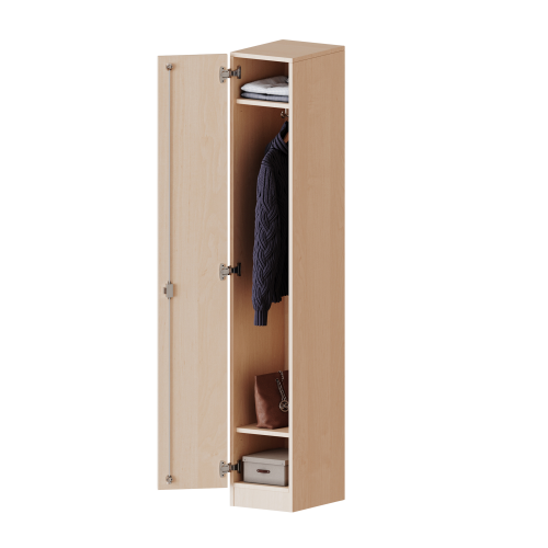 Spind Schrank, 5 Ordnerhöhen - Serie evo180 B/H/T: 30,5x190x50 cm, 1 durchgehende Tür, Tür öffnet links, mit Sockel (81 mm)