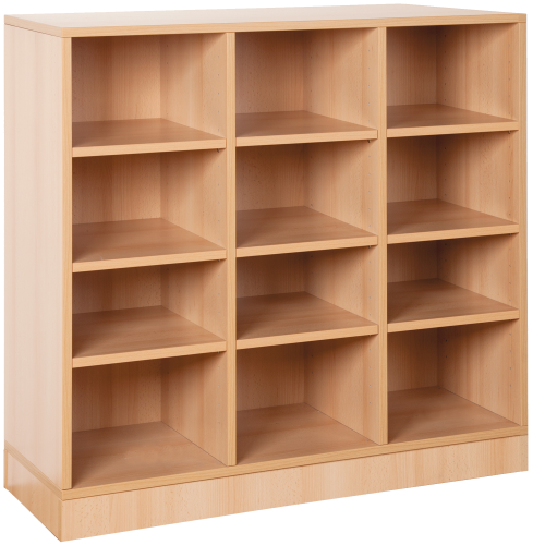 Offenes Regal mit 12 Fächern & Mittelwänden B/H/T 98 x 98 x 40cm, Dekor wählbar, auf Rollen
