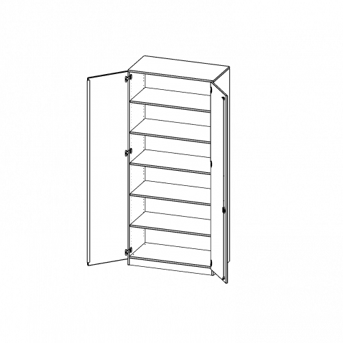 Schrank, 6 Ordnerhöhen - Serie evo180 B/H/T: 100x226x60 cm, 2 Türen, abschließbar, mit Sockel (81 mm)