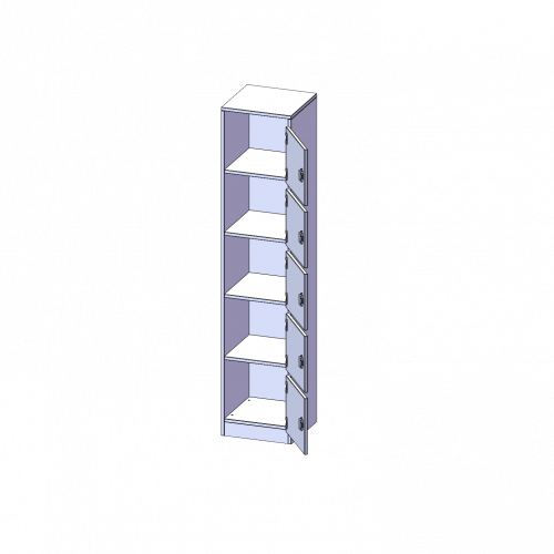 Schließfachschrank, 5 Ordnerhöhen - Serie evo180 B/H/T: 40,5x190x50 cm, 5 Schließfächer, mit Briefschlitz, Türen öffnen nach rechts, mit Sockel (81 mm)