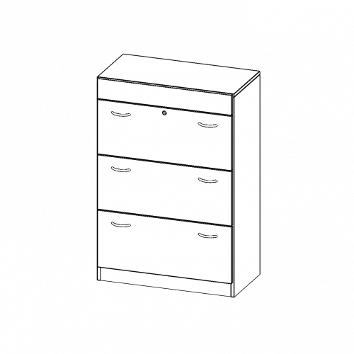 Hängeregisterschrank, 3 Ordnerhöhen - Serie evo180 B/H/T: 80x118x50 cm, 3 Auszüge, abschließbar, mit Sockel (81 mm)