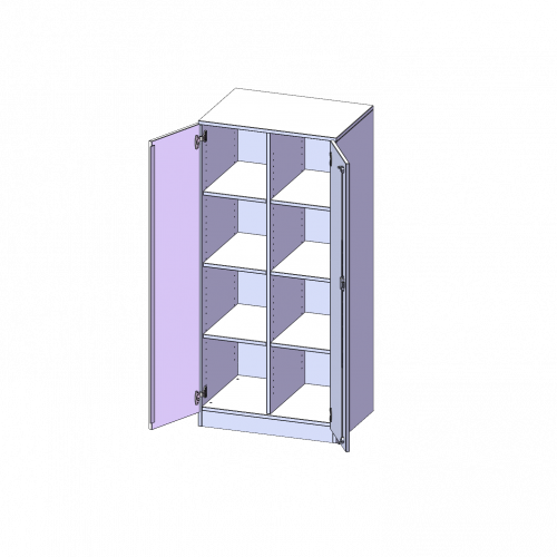 ErgoTray Schrank, zweireihig, 4 Ordnerhöhen - evo180 Serie B/H/T: 70,3x154x50 cm, zweitürig, mit Sockel (81 mm), ohne Boxen