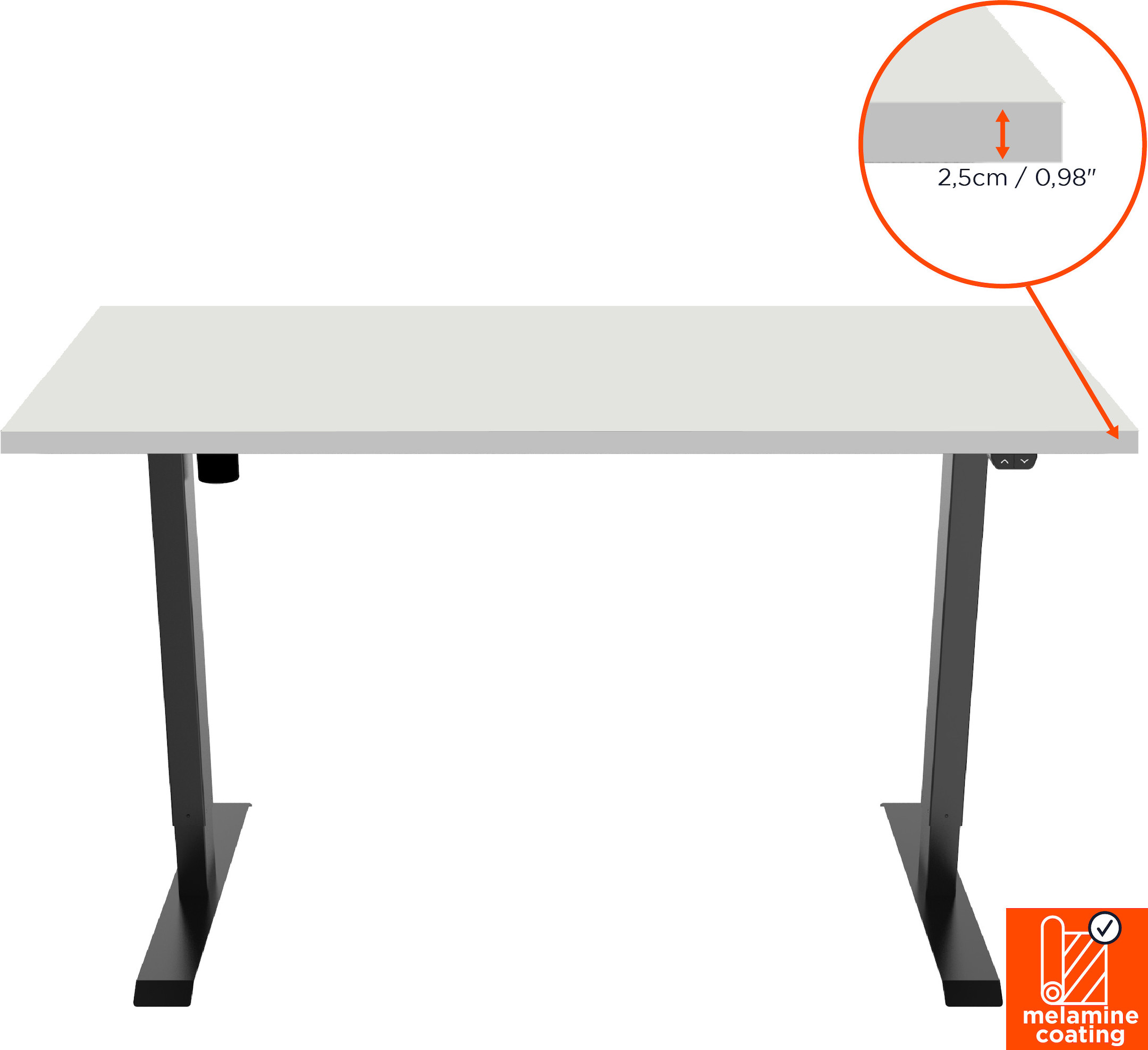 celexon elektrisch höhenverstellbarer Schreibtisch Economy eAdjust-71121 - schwarz, inkl. Tischplatte 175 x 75 cm