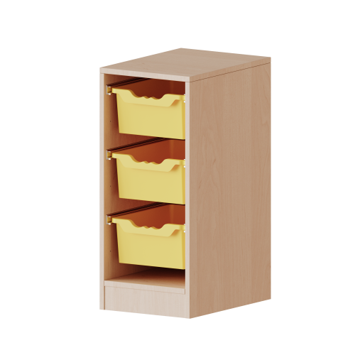 ErgoTray Regal, einreihig, 2 Ordnerhöhen - evo180 Serie Breite 36,1 cm, Gesamthöhe 82 cm, mit Sockel, 3 hohe ErgoTray Boxen
