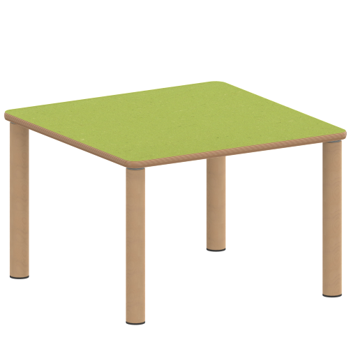 Tisch ZALOTTI mit Linoleum-Belag Quadrattisch, B/H/T: 60x46x60 cm, Massivholzbeine Ø 60 mm, Fußvariante: Stellfuß