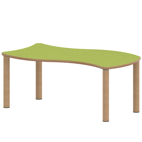 Tisch ZALOTTI mit Linoleum-Belag Wellen-Rechtecktisch, B/H/T: 120x25x60 cm, Massivholzbeine Ø 60 mm, Fußvariante: Stellfuß