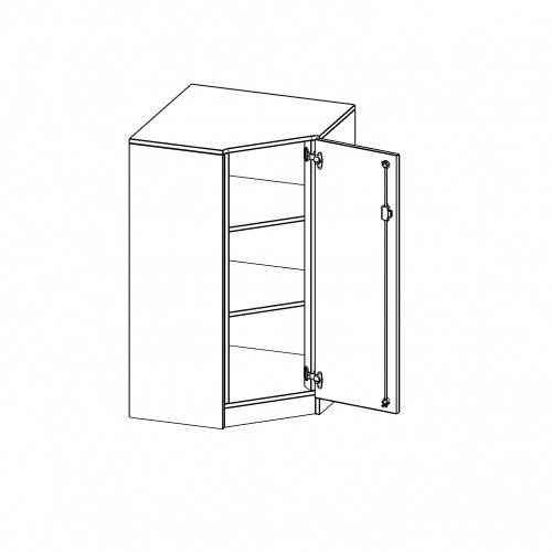 Innenecke als Schrank, 3 Ordnerhöhen - Serie evo180 B/H/T: 70x118x70 cm, Für 40 cm tiefe Schrankwände, Tür öffnet rechts, mit Sockel (81 mm)