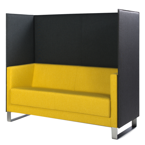 Sit!Box - Privacy 2,5er Sofa mit Lärmschutz B/H/T: 154x140x70 cm, Kufengestell, weißalu, Bezug Stoff