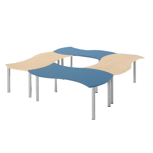 Wellen-Rechtecktisch SoooRounD Basic I, mit Melaminplatte B/H/T: 160x72x80 cm, fahrbar