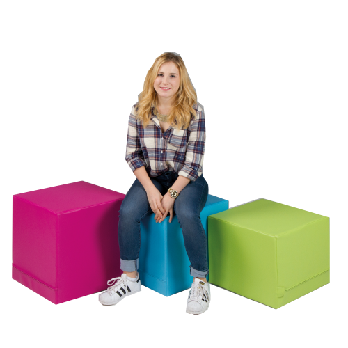 Polsterhocker CUBE  mit Stoff- oder Kunstlederbezügen B/H/T 45x30/35/40/45x45 cm, Sitzhöhe und Bezug wählbar, auch in schwer entflammbar lieferbar