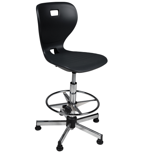 Ergostar Counter Drehstuhl Schulstuhl 2.0 mit Chromfußring Sitzschalenfarbe Grün, höhenverstellbar von 59 - 83 cm