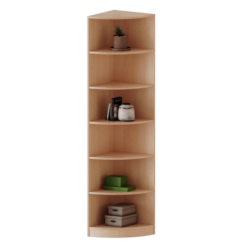 Außeneckregal, 6 Ordnerhöhen - Serie evo180 B/H/T: 50x226x50 cm, Viertelkreis, Erweiterung links, mit Sockel (81 mm)
