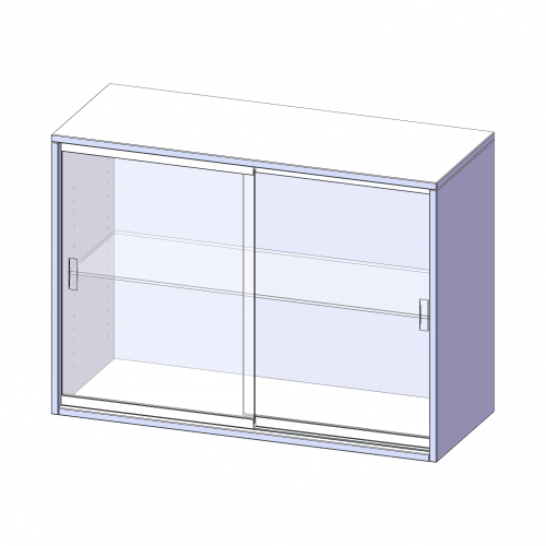 Aufsatz mit Glasschiebetüren, 2 Ordnerhöhen - Serie evo180 B/H/T: 100x72x40 cm, 2 Schiebetüren, abschließbar