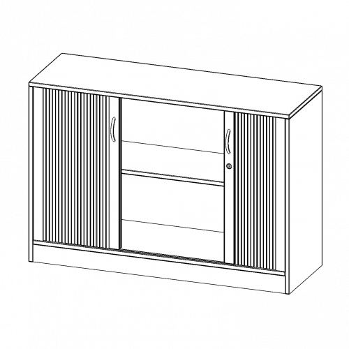 Schrank mit Rollo, 2 Ordnerhöhen - Serie evo180 B/H/T: 120x82x40 cm, Querrolladen, abschließbar, mit Sockel (81 mm)