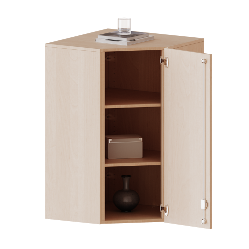 Innenecke Aufsatzschrank, 3 Ordnerhöhen - Serie evo180 B/H/T: 80x108x80 cm, Für 50 cm tiefe Schrankwände, Tür öffnet nach rechts