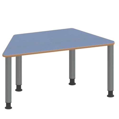 Tisch ZALOTTI mit Linoleum-Belag Trapeztisch, B/H/T: 120x41x60 cm, Stahlrohrbeine Ø 60 mm, Fußvariante: höhenverstellbar (41/55 cm), Tischbeine mit RAL-Farbe 9006 (weißaluminium)