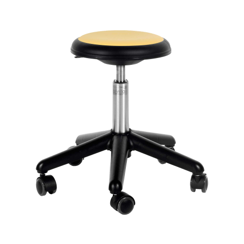 Genito Hocker mit Gaslift Höhenverstellung Sitzhöhe: 30-38 cm, mit Rollen, Kunstleder gelb