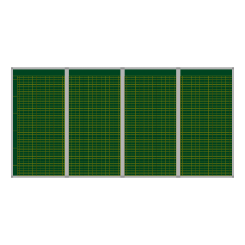 Klassenplantafel erweiterbar, Stahlemaillie grün Stundenplantafel 4-teilig für 40 Klassen mit 12 Tagesstunden, 187x123 cm